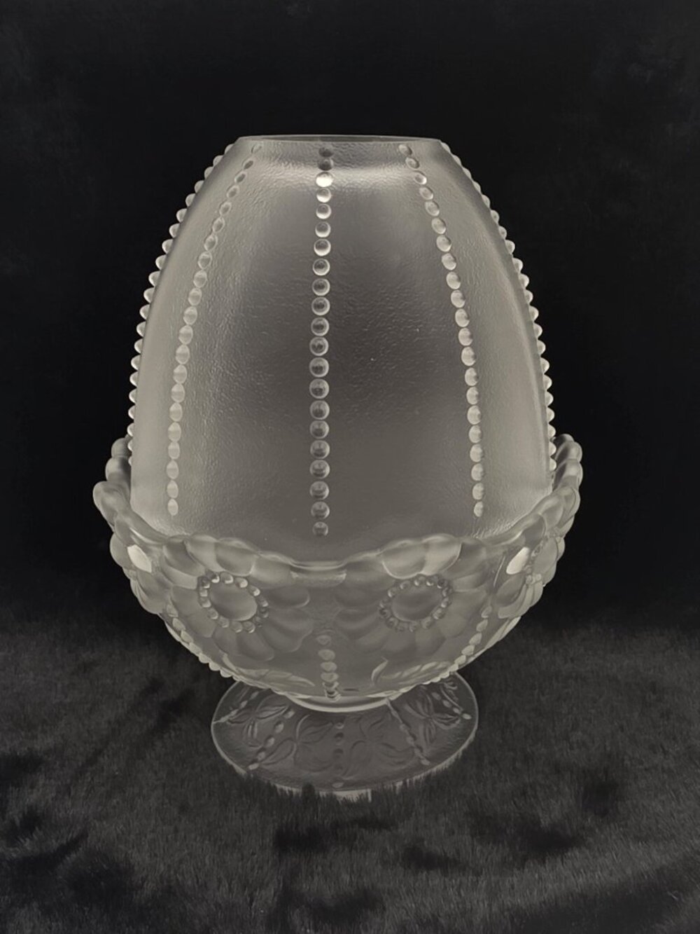 Vintage Fenton Fairy Lamp Beaded Daisy Satin Frosted Glass Candle Holder